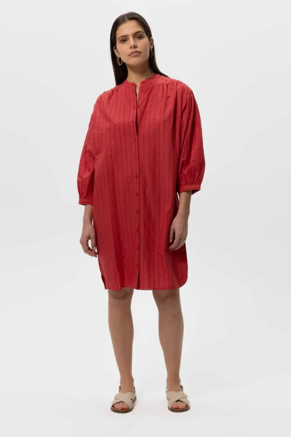 Dames Sissy-Boy Jurken>Rode Oversized Shirt Dress
