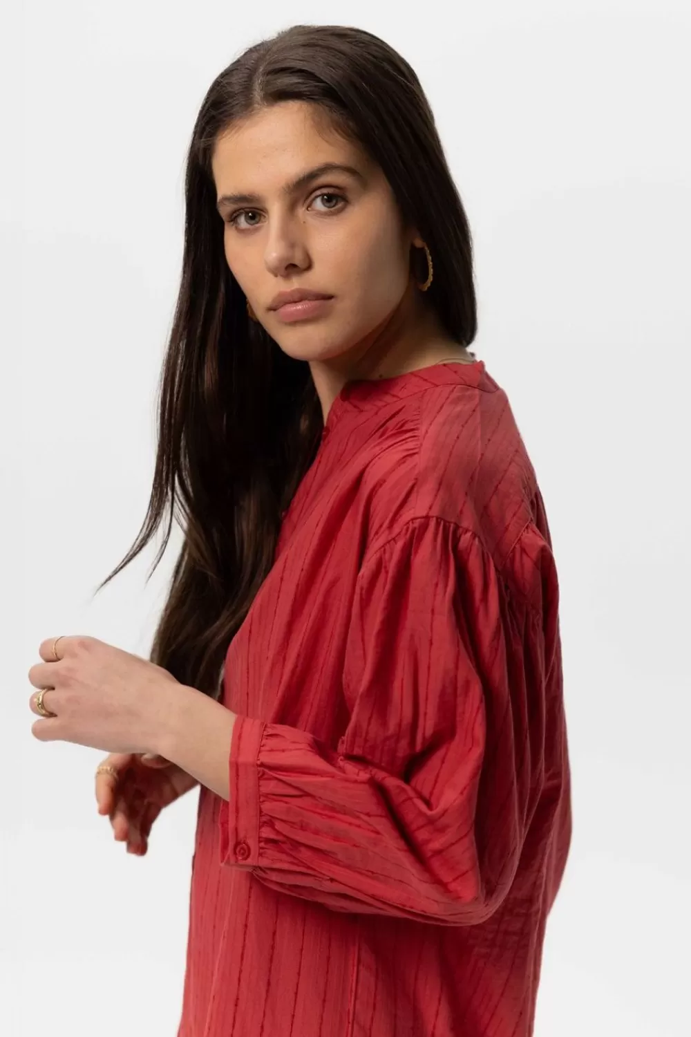 Dames Sissy-Boy Jurken>Rode Oversized Shirt Dress