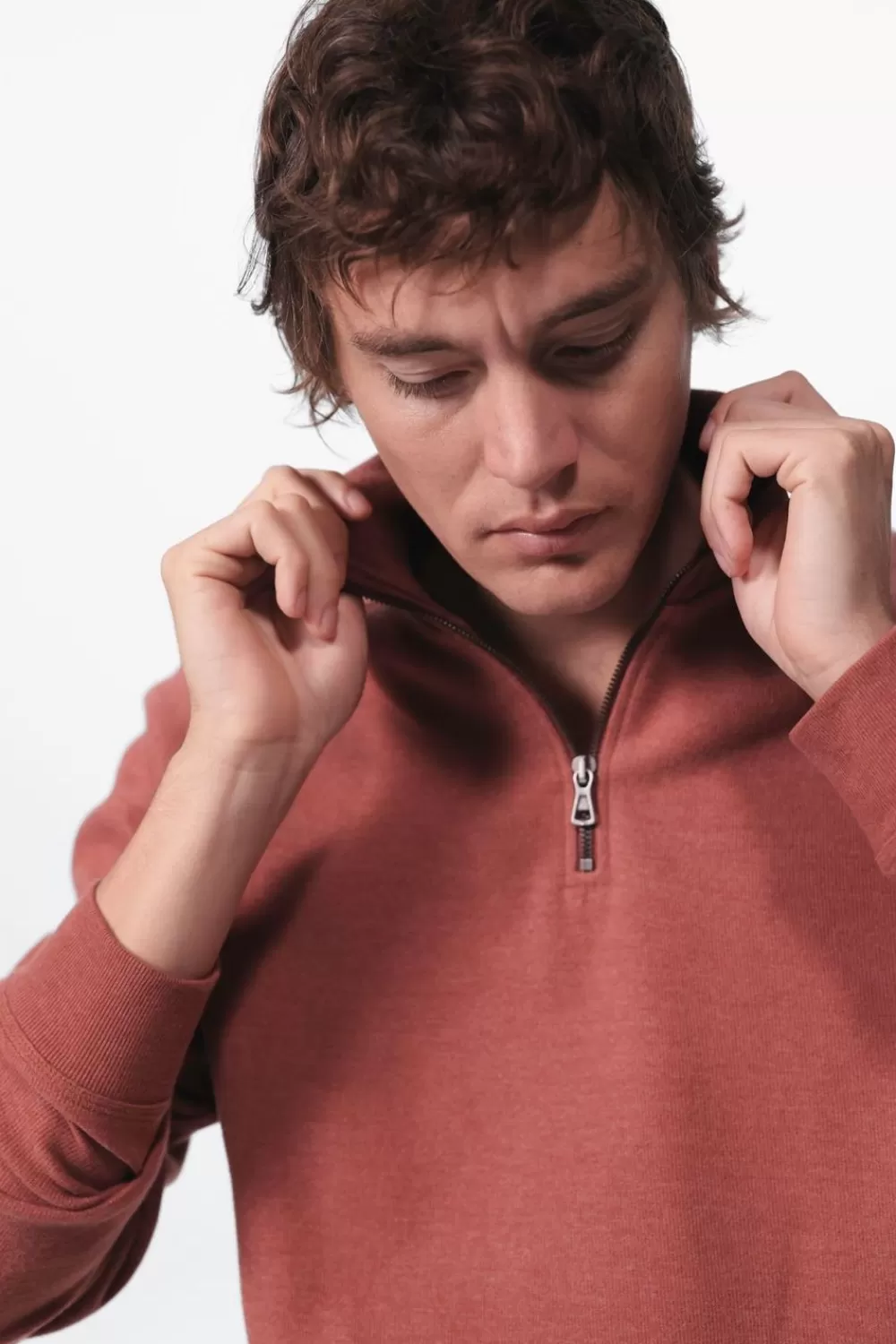 Heren Sissy-Boy Truien En Vesten>Rode Raglan Sweater Met Rits