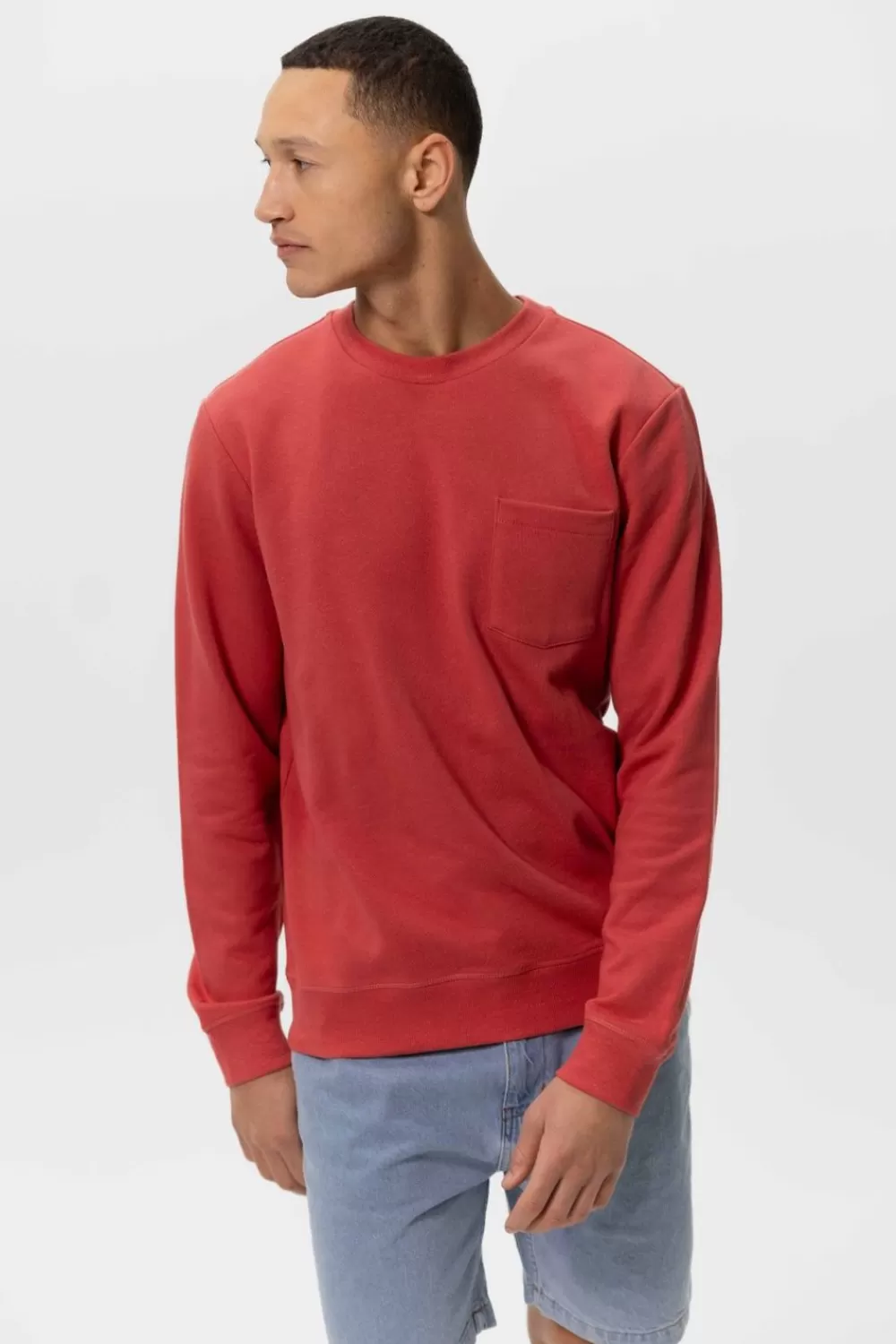 Heren Sissy-Boy Truien En Vesten>Rode Sweater Met Borstzakje