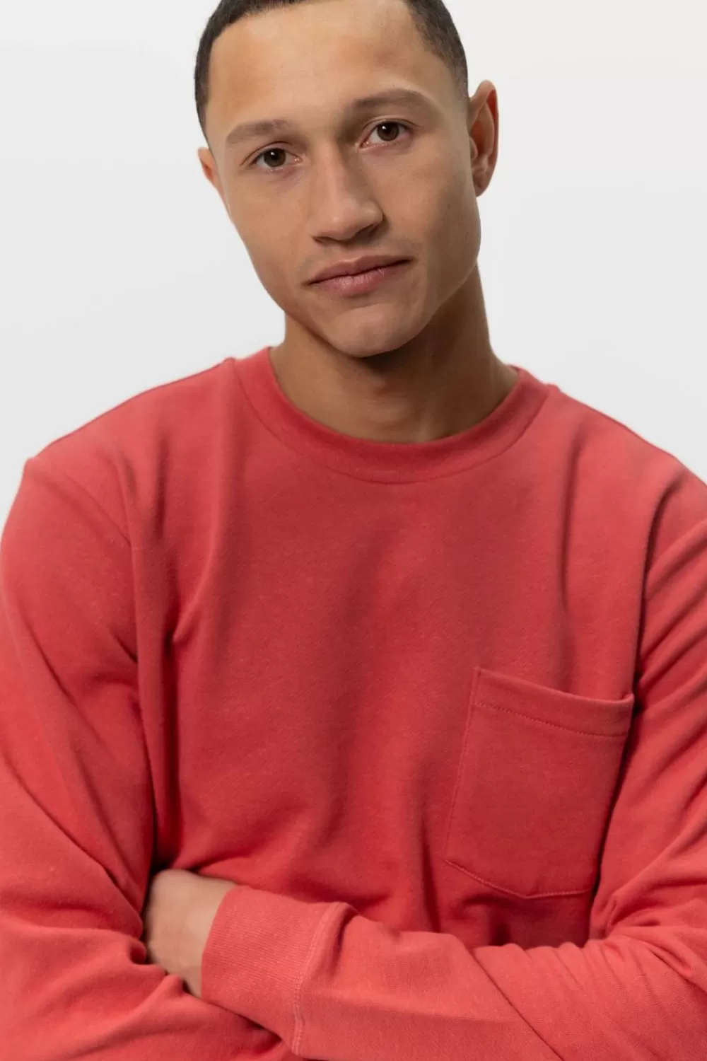 Heren Sissy-Boy Truien En Vesten>Rode Sweater Met Borstzakje