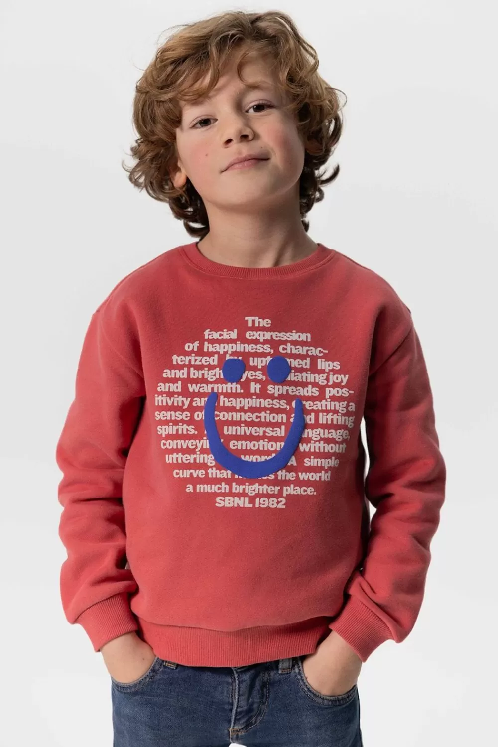 Kids Sissy-Boy Truien En Vesten>Rode Sweater Met Smiley Print