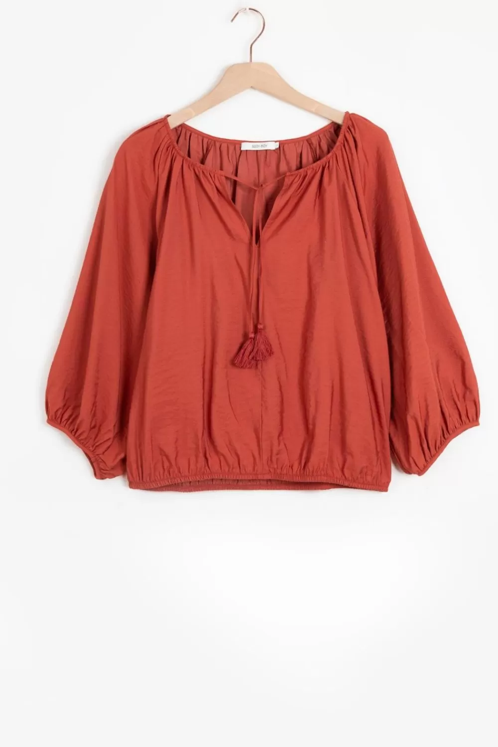 Dames Sissy-Boy T-Shirts En Tops>Rode Top Met Pofmouwen