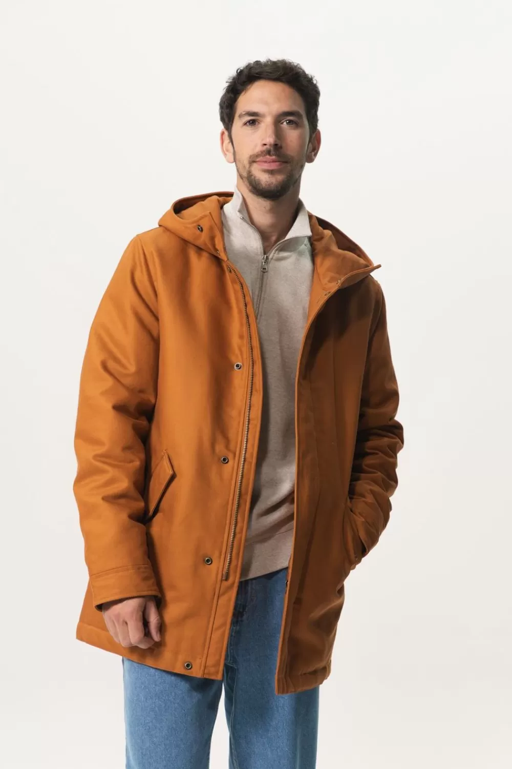 Heren Sissy-Boy Jassen>Roest E Katoenen Parka Met Capuchon