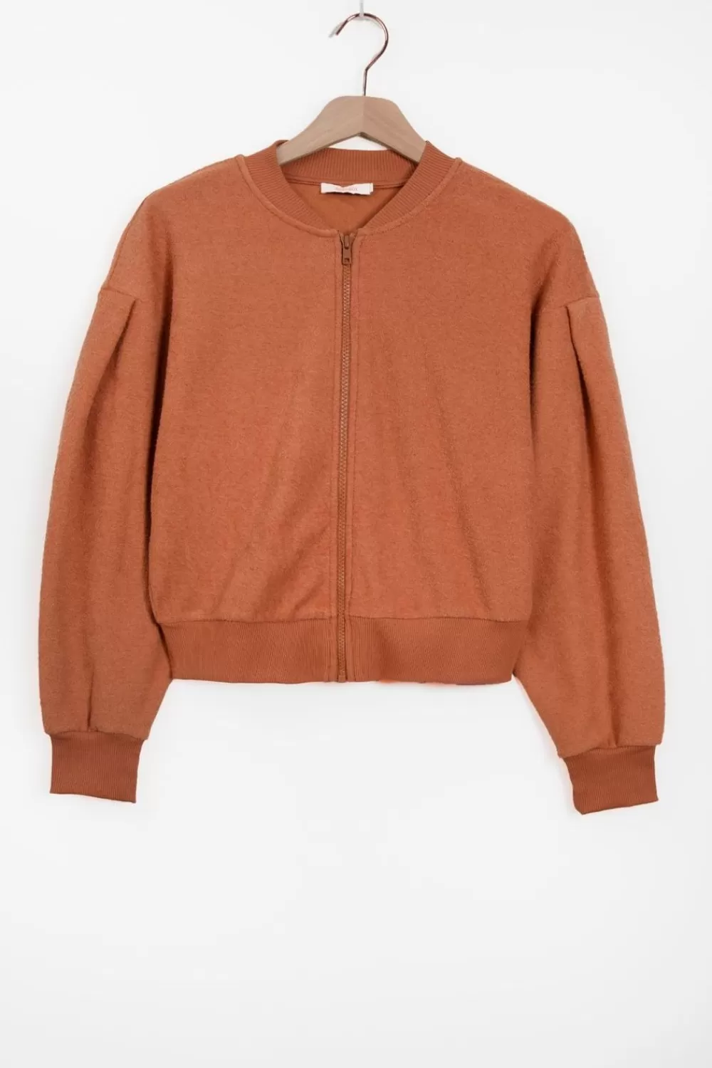 Dames Sissy-Boy Truien En Vesten>Roest Oranje Sweat Jasje Met Rits