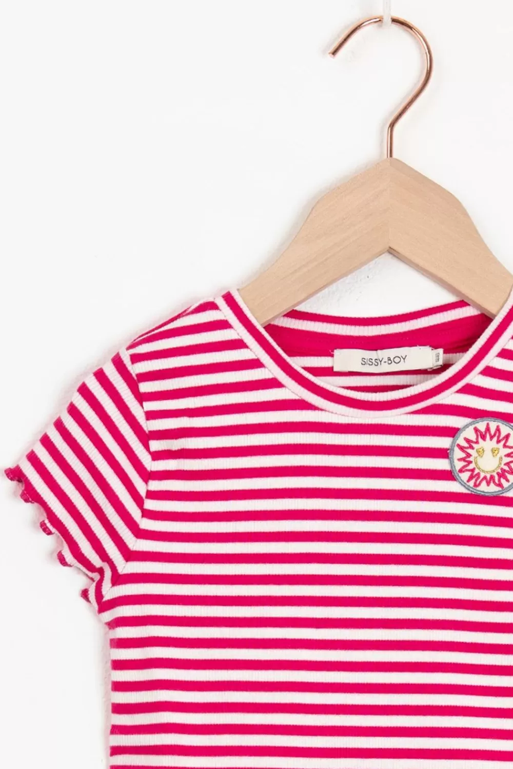 Kids Sissy-Boy T-Shirts En Tops>Roze Gestreept T-Shirt Met Patch
