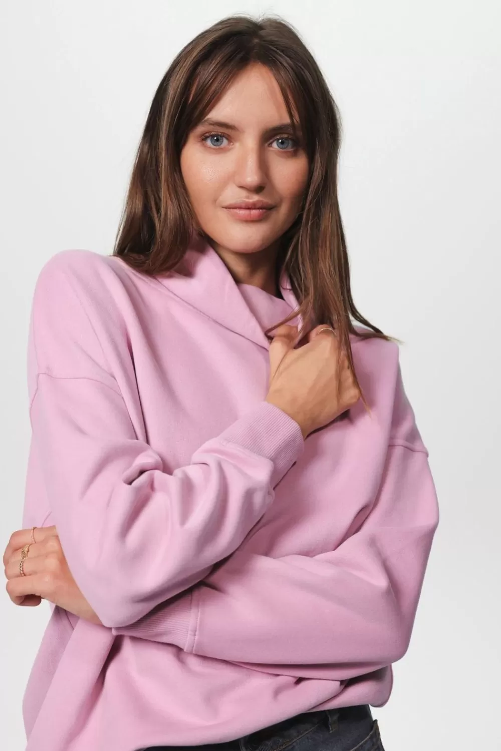 Dames Sissy-Boy Truien En Vesten>Roze Oversized Sweater Met Col