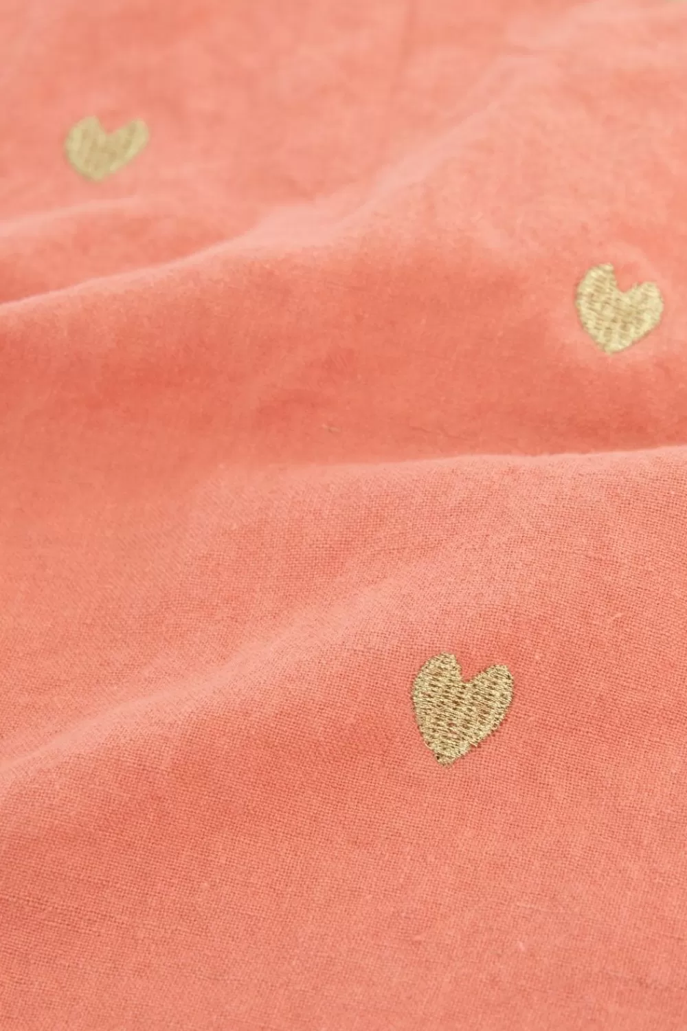 Sissy-Boy Keukentextiel>Roze Servet Met Goud Geborduurde Hartjes