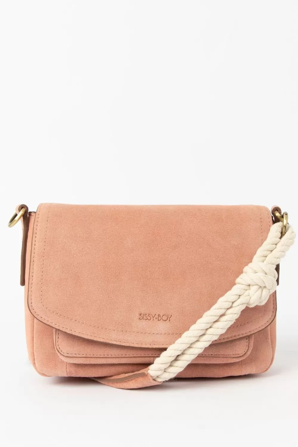 Dames Sissy-Boy Tassen>Roze Suede Schoudertas Met Koord
