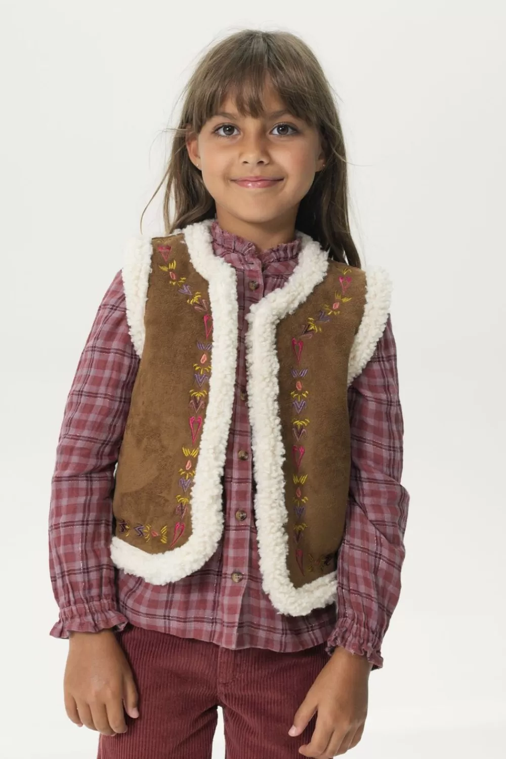 Kids Sissy-Boy Blazers, Jasjes & Gilets>Suede Gilet Met Teddy En Embroidery