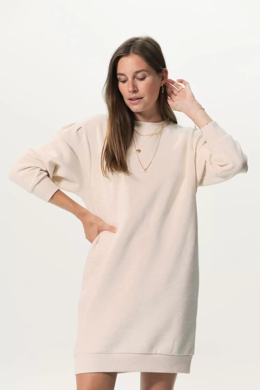 Dames Sissy-Boy Jurken>Sweater Jurk Met Pofmouwen
