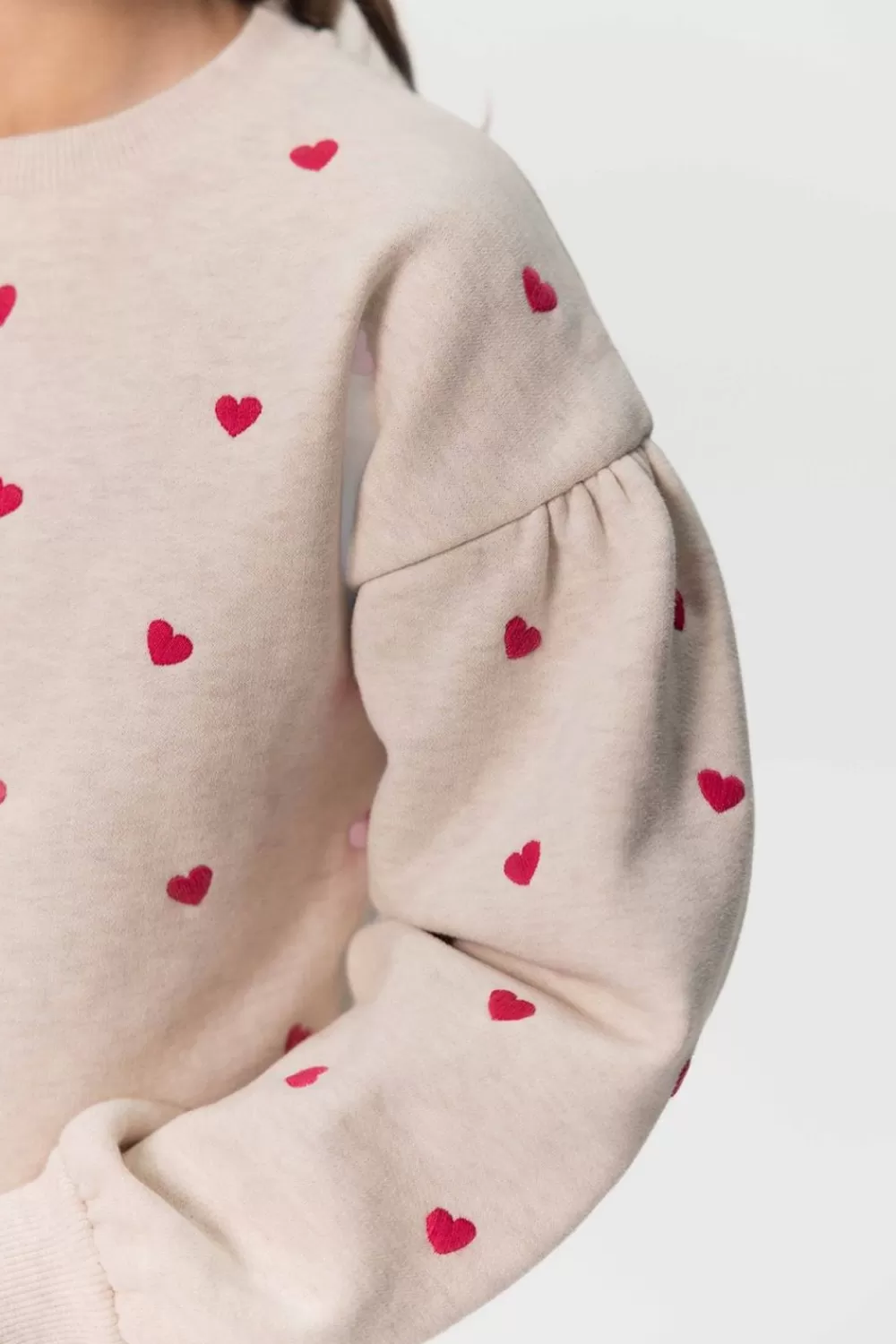 Kids Sissy-Boy Truien En Vesten>Sweater Met Pofmouwen En Hartjes Embroidery
