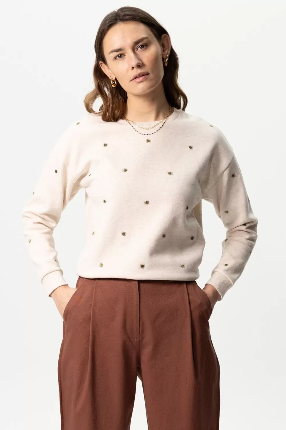 Dames Sissy-Boy Truien En Vesten>Sweater Met Zonnetjes Embroidery