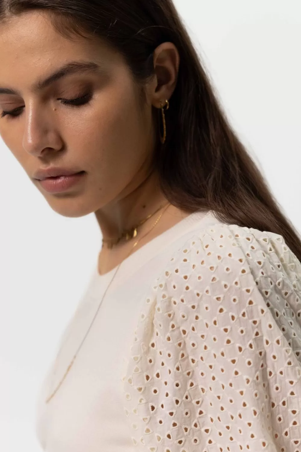 Dames Sissy-Boy Truien En Vesten>Sweatshirt Met Broderie Anglaise