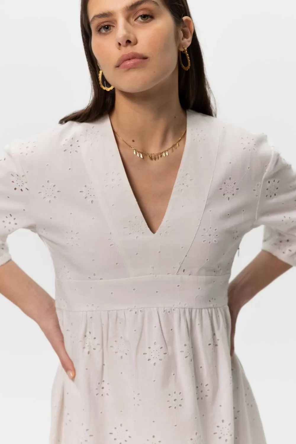 Dames Sissy-Boy Jurken>Te A-Lijn Jurk Met Broderie Anglaise