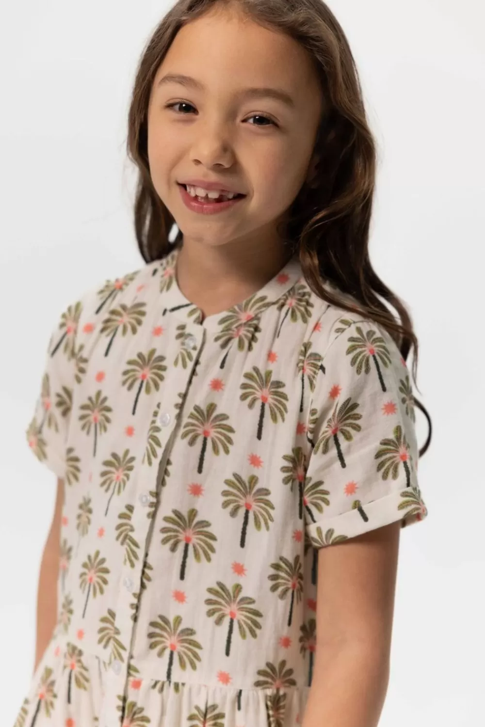 Kids Sissy-Boy Jurken>Te Doorknoop Jurk Met Palmboomprint