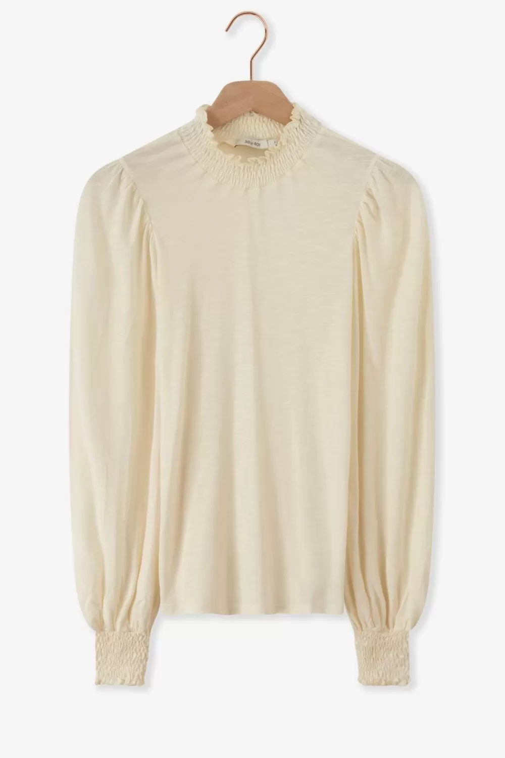 Dames Sissy-Boy T-Shirts En Tops>Te Longsleeve Met Mock Neck En Smock Details