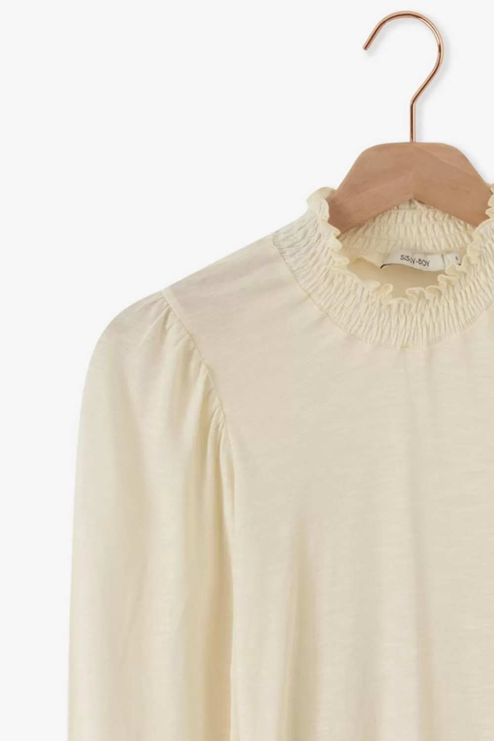 Dames Sissy-Boy T-Shirts En Tops>Te Longsleeve Met Mock Neck En Smock Details
