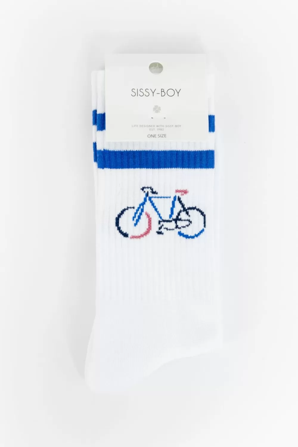 Heren Sissy-Boy Sokken>Te Sportsokken Met Blauwe Strepen En Fiets
