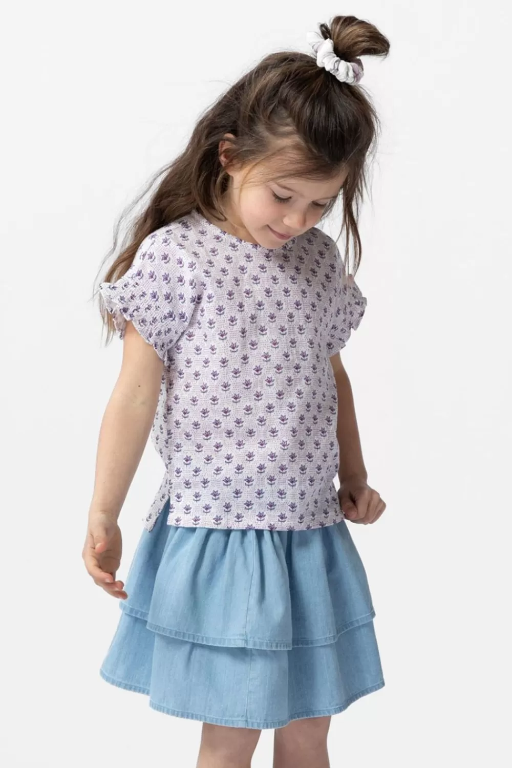 Kids Sissy-Boy Blouses>Te Top Met Paarse Bloemenprint