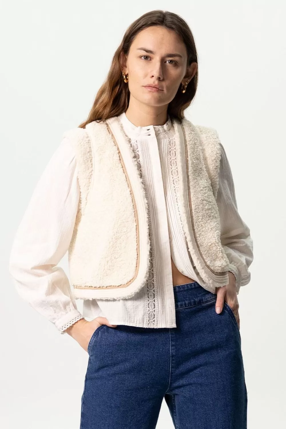 Dames Sissy-Boy Blazers, Jasjes & Gilets>Teddy Gilet Met Gestikte Details