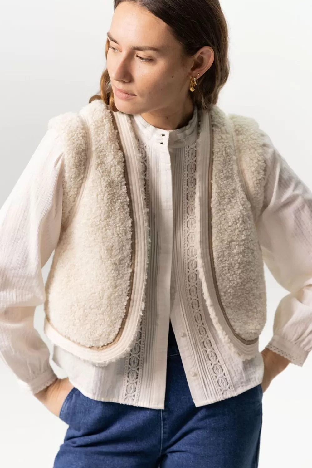 Dames Sissy-Boy Blazers, Jasjes & Gilets>Teddy Gilet Met Gestikte Details