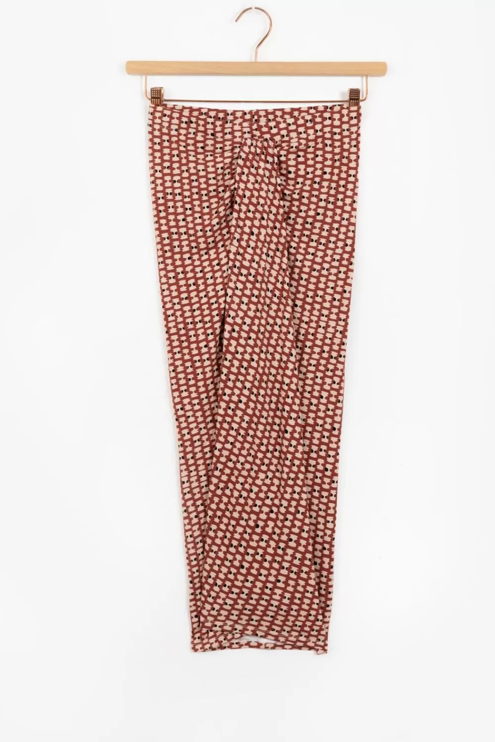 Dames Sissy-Boy Rokken>Terracotta Midi Rok Met Print En Knoopdetail