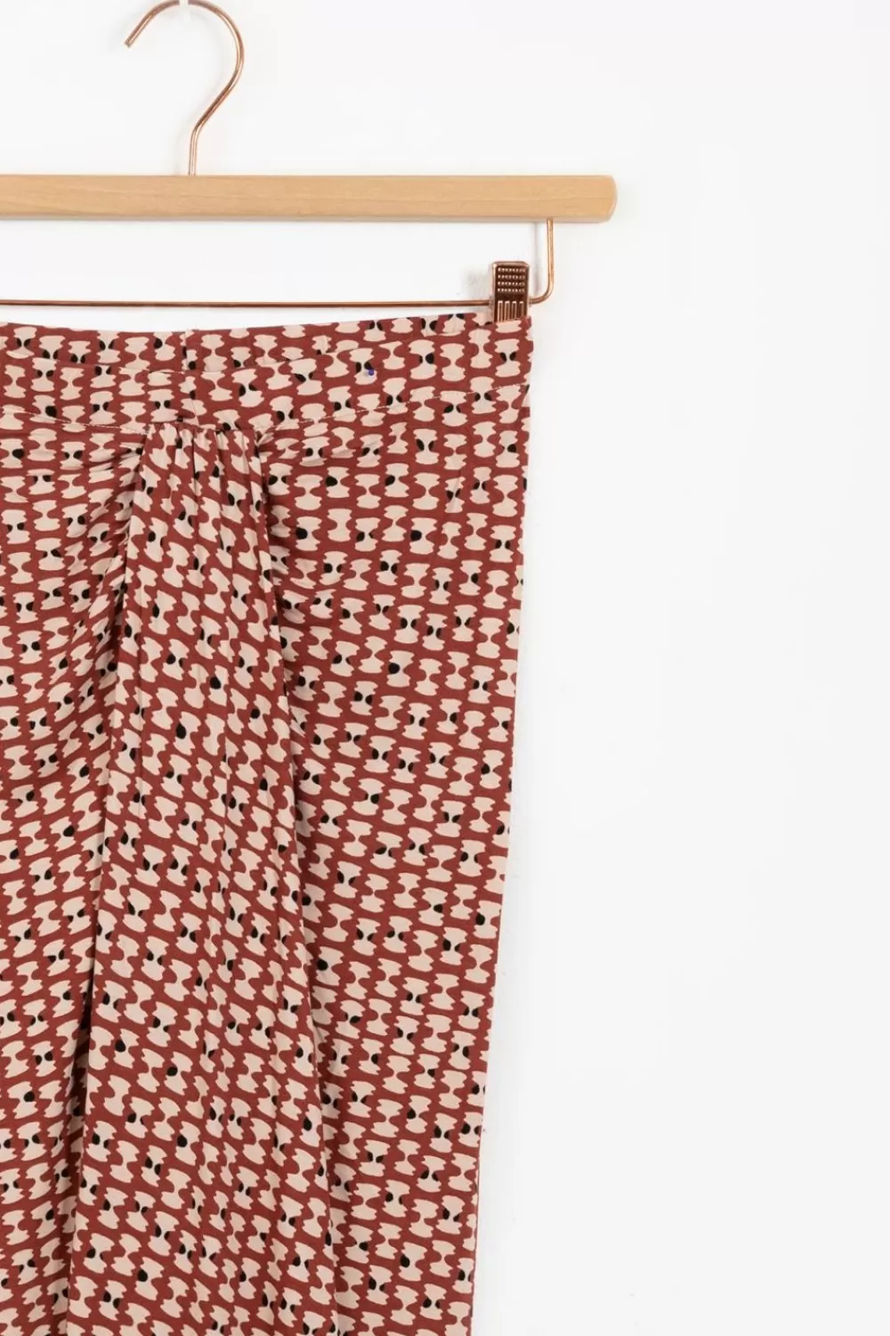 Dames Sissy-Boy Rokken>Terracotta Midi Rok Met Print En Knoopdetail