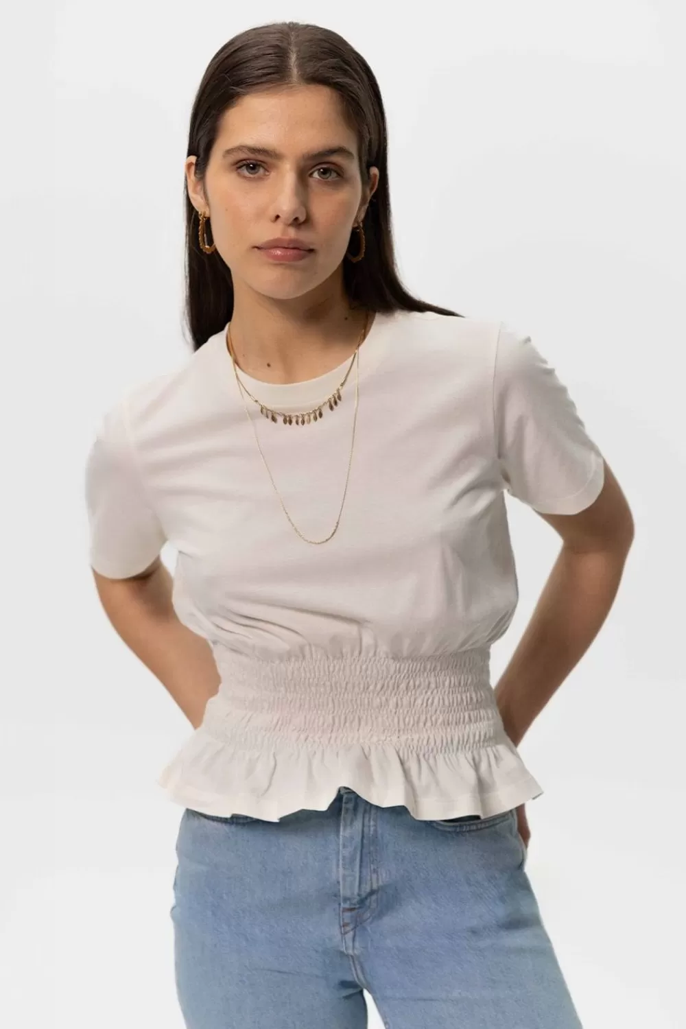 Dames Sissy-Boy T-Shirts En Tops>T-Shirt Met Smock Details