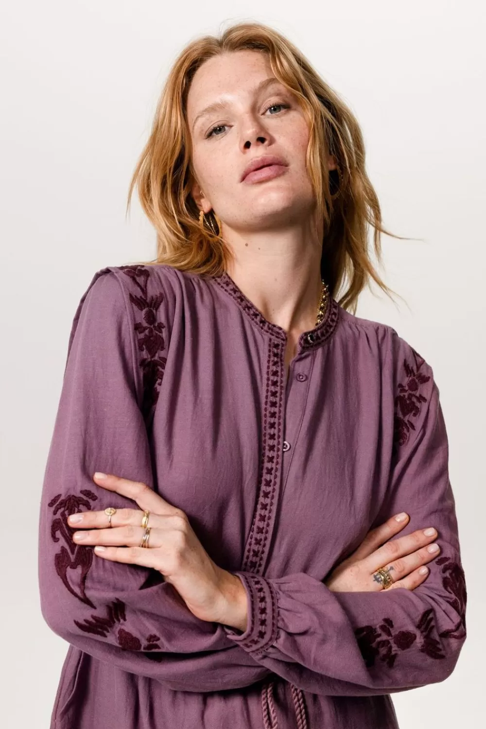 Dames Sissy-Boy Jurken>Vergrijsd Paarse Jurk Met Embroidery Details