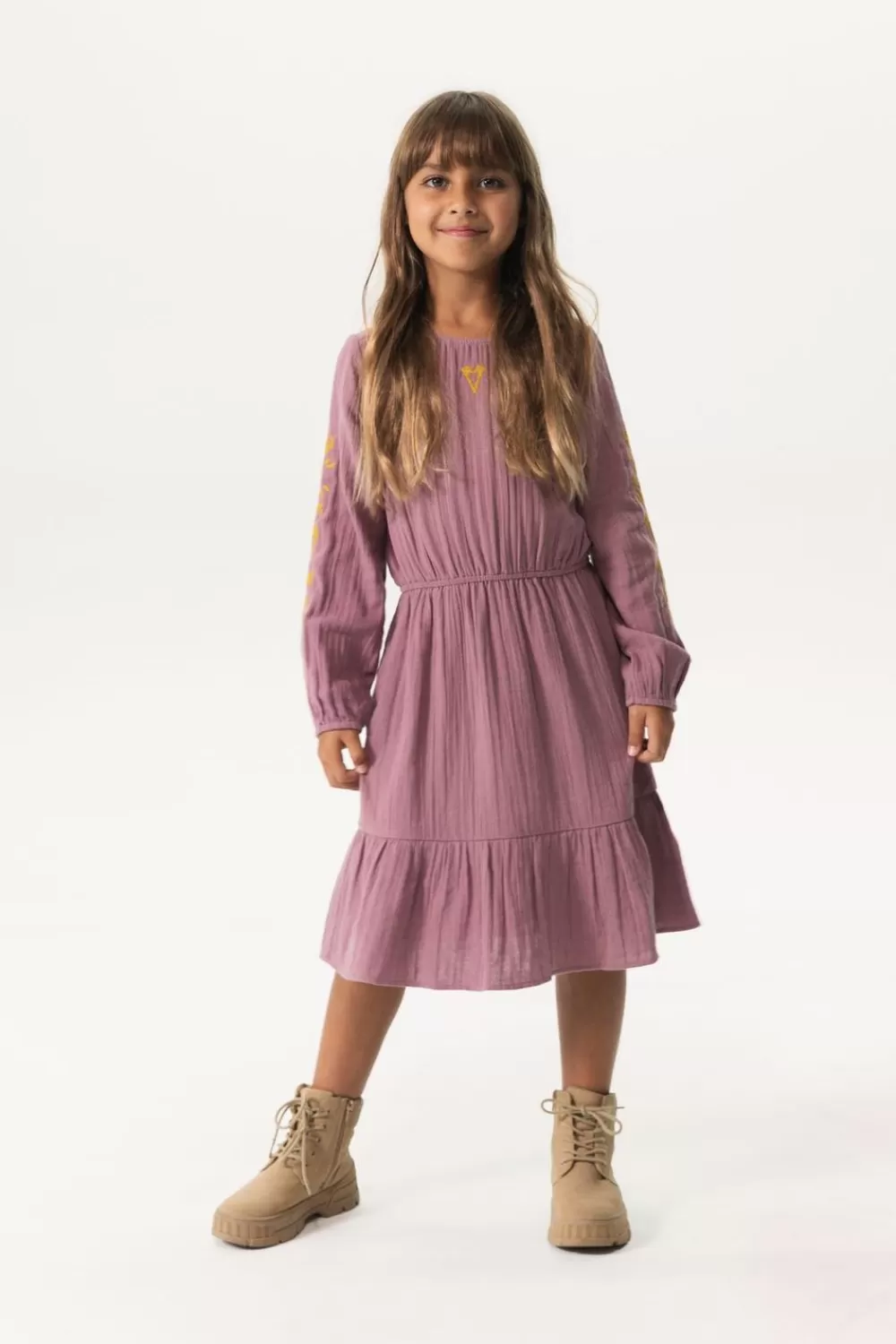 Kids Sissy-Boy Jurken>Vergrijsd Paarse Jurk Met Geborduurde Details