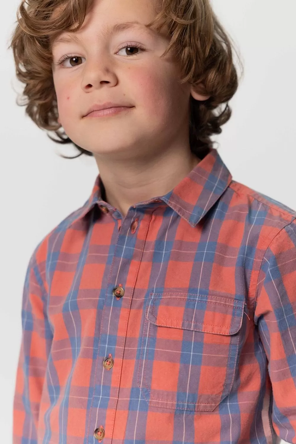 Kids Sissy-Boy Overhemden>Zacht Rood Geruit Overhemd