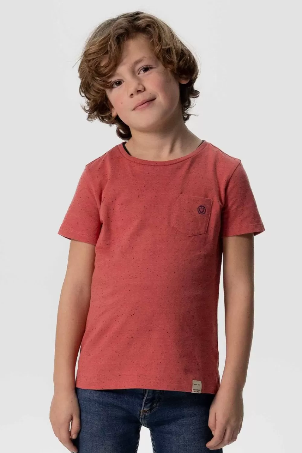 Kids Sissy-Boy T-Shirts En Polo'S>Zacht Rood Neppy T-Shirt Met Smiley